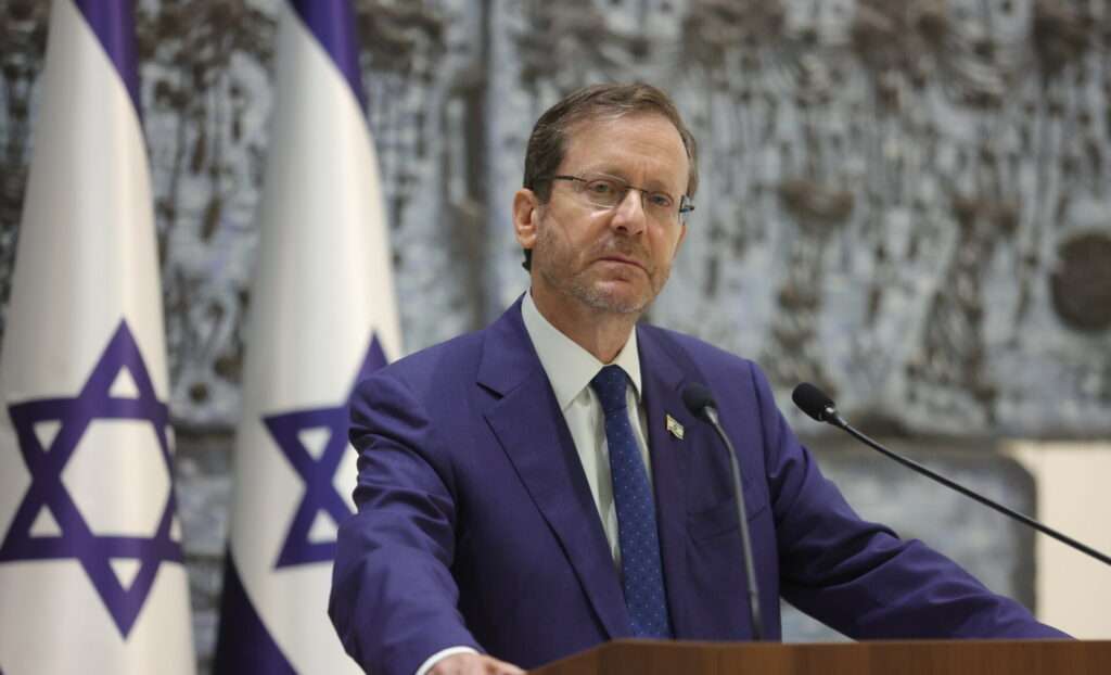 Israeli President Isaac Herzog media briefing in Jerusalem