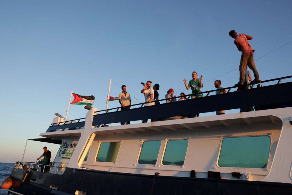 FILE PHOTO: Global Sumud Flotilla boats off Crete island, Greece, heading to Gaza