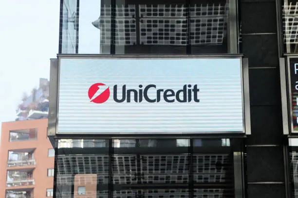 An office of the unicredit bank in piazza gae aulenti in milano italy on december 23