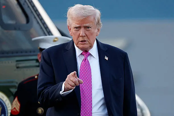 Morristown new jersey u s president donald trump walks to air force one at morristown airport