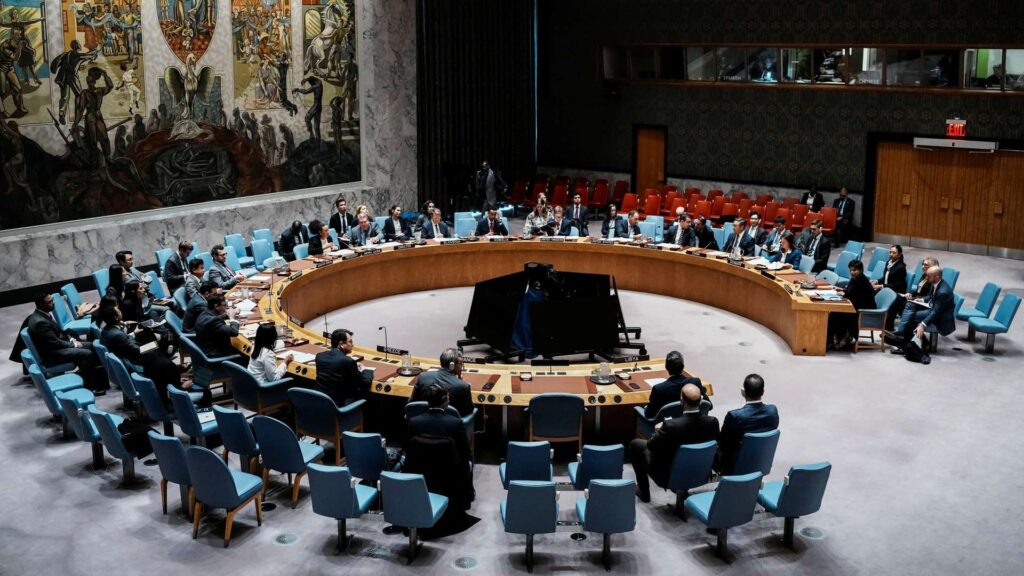 Members of the U.N. Security Council attend a meeting on the situation in Libya at the U.N. headquarters in New York